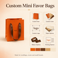 Sac cadeau en papier orange miniature personnalisé avec poignées en ruban pour les cadeaux de mariage, les cadeaux de remerciement pour les invités et les souvenirs de fête