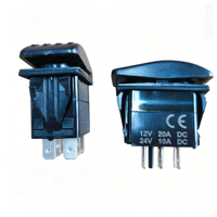 Interrupteur à bascule étanche IP65 6 broches ON-OFF-ON DC12V/24V, sans voyant lumineux avec couvercle noir, pour bateau, camping-car, marine, camion, moto