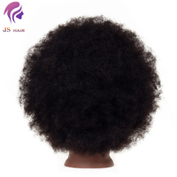Tête de mannequin afro noire avec cheveux humains pour la formation en coiffure, outils de salon, poupée de pratique, tête de pratique pour le tressage des cheveux