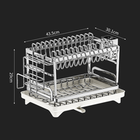 Égouttoir à vaisselle antirouille en acier inoxydable 304, égouttoir à assiettes à 2 niveaux avec plateau de drainage, porte-couverts et porte-tasses