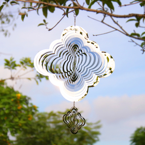 Customize Reusable 3D Rotating Stainless Steel Metal Wind Chime Hanging Home Garden Decoration Mirror Cloud Pendant - Product Image 5