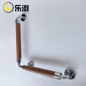 Barre d'appui en L Le Liu en bois massif et alliage de zinc poli, poignée de sécurité pour salle de bain, usage domestique - Product Image 1