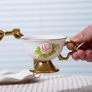 <strong>Turkish</strong> <strong>Coffee</strong> <strong>Cup</strong> Ceramic Flower Basket + Gold-plated <strong>Coffee</strong> <strong>Cup</strong> and Saucer Set, Espresso <strong>Cup</strong> and Saucer, with Color Box - Product Image 4