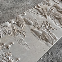פסל תבליט משיש גיר בצבע בז' של PAIA STONE, פסל קיר מגולף ביד לחצר, ממקור פוג'יאן, אחריות לשנה