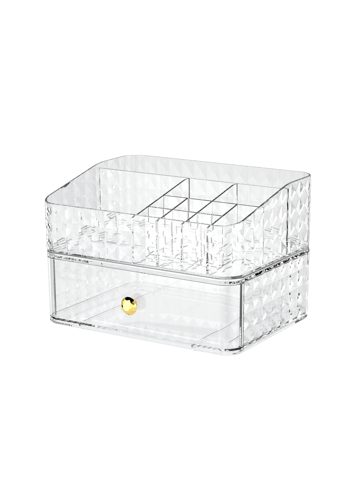 Transparent storage box with drawer