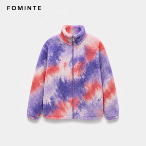 Giacca in pile polare stampata tie-dye sfumato all'ingrosso da uomo e donna, giacca invernale calda in sherpa, <span class=keywords><strong>cappotto</strong></span> streetwear pesante OEM/ODM - Product Image 1