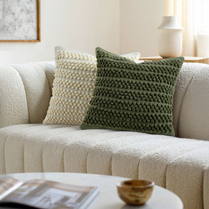 Wool Hand Woven <strong>Sofa</strong> Pillow Bedding Decorative Handmade <strong>Cushion</strong> Cover Jasper <strong>Green</strong> <strong>Cushion</strong> for Living Room Airbnb - Product Image 1