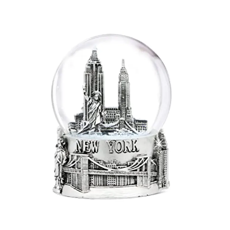 Resina 80mm 65mm vetro globo d'acqua paesaggio placcato argento New York City San Francisco California USA Snow Globe Collection