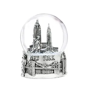 Resin 80mm 65mm Glass water Globe landscape Silver plated New York City San Francisco California USA Snow Globe Collection