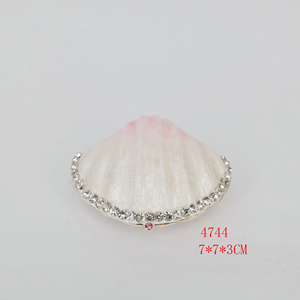 Joyero de concha marina esmaltada Bejeweled con cristales brillantes Caja de almacenamiento de joyería con bisagras pintada a mano Soporte de anillo Estatuilla Col - Product Image 5