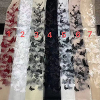 Tissu de broderie en maille de robe brodée en dentelle de papillon blanc pour vêtements d'enfants