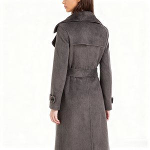 Özelleştirilmiş yüksek kalite toptan bayanlar moda klasik çift göğüslü kahverengi yün ceket kemer - Product Image 2