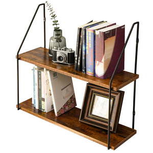 <span class=keywords><strong>Étagère</strong></span>s murales de style élégant à 2 étages, <span class=keywords><strong>bois</strong></span> et <span class=keywords><strong>métal</strong></span>, pour <span class=keywords><strong>étagère</strong></span>s de rangement dans la cuisine, le salon, la salle de bain - Product Image 6