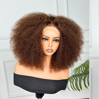 Perruque sans colle 5x5 en dentelle, bouclée et volumineuse, densité 250%, avec ligne de cheveux pré-épilée, couleur marron SDD, en cheveux humains brésiliens, vente en gros