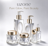 Ensemble de flacons et pots en verre givré pour soins de la peau, 30/50g, 10/40/100/120ml, emballage cosmétique personnalisé avec pompe dorée pour lotion, sérum, crème