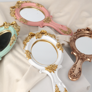 HQ Mixed Proc Discount Handheld <b>Dressing</b> Mirror Portable Retro <b>Makeup</b> Mirror Floral Antique Decorative Vintage Hand Mirror - Product Image 2