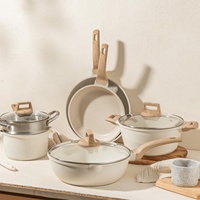 CAROTE Ensemble de Batterie de Cuisine 14 Pièces en Granit Blanc Antiadhésif Induction, Design Moderne Écologique Sans PFOA/PFOS