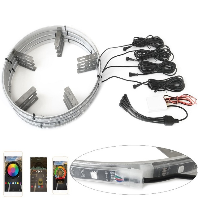 NSSC Illuminated RGB Colorful Car Wheel LED Light Ring Kit 14" 15.5" 17"