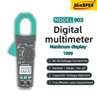 WinAPEX 903 Digital Clamp Meter 31mm 1000A AC/DC Arus Rentang Otomatis True RMS Multimeter Kapasitansi Suhu 10-30kHz