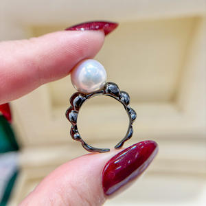 Base para Anillo de Plata S925, Accesorios para Perlas DIY, Anillo de Moda con Cuentas Redondas de 7-10 mm, Producto 10406 - Product Image 3