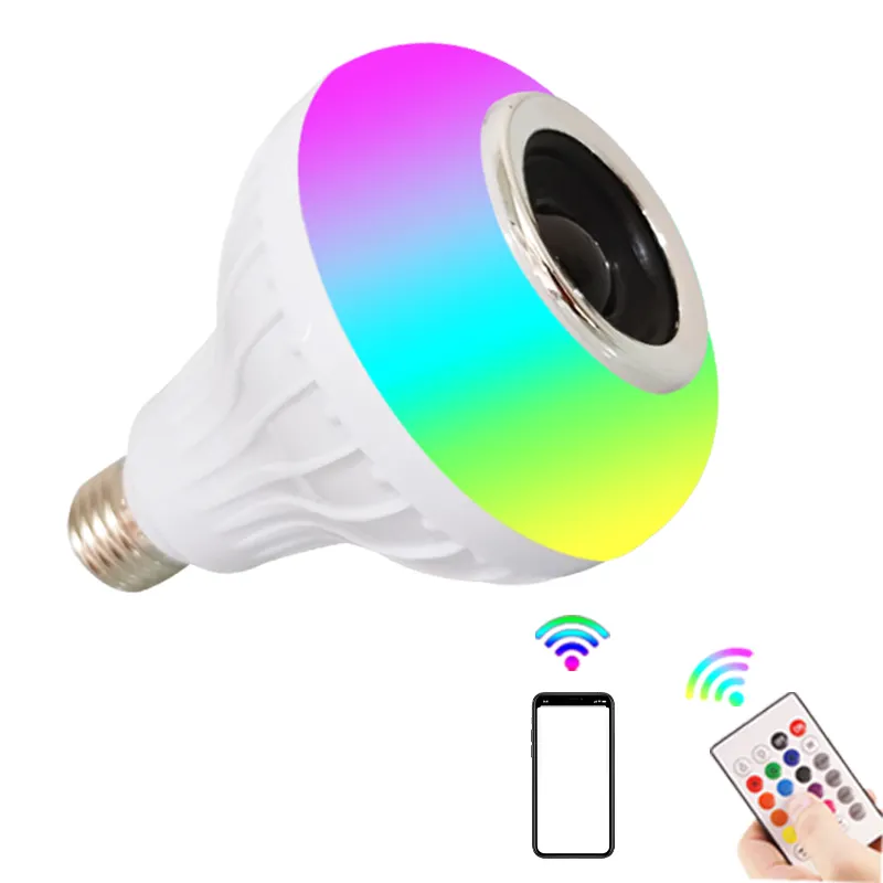 LED Speaker Light Bulb Connect by BT Mobile LED Music Bulbs Dimming RGBW Foco Bomilla 12Watt E26 for Night Wedding Party