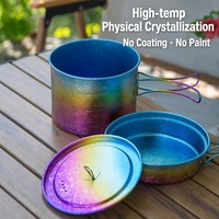 Ensemble de cuisine en titane pur, ultraléger 280g, pot de qualité alimentaire 1200ml, assiette 400ml, camping, pique-nique, cuisine en plein air, logo personnalisé