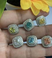 Boucles d'oreilles en argent 925 double couche, forme oreiller, multicolores, pour femmes, disponibles en gros, OEM/ODM/personnalisation