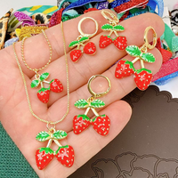 Charme en émail plaqué or tendance FM-HDP2807, pendentif fraise cerise champignon dauphin, fermoir à homard, accessoire en émail de fruits