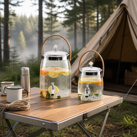 Carafe à eau portable en plastique PET avec robinet, anti-fuite, transparente, distributeur de boissons, compatible eau bouillante, style occidental, pour camping et pique-nique