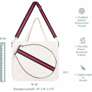 Sac de tennis pour femmes, sacs de sport pour raquettes de tennis, pickleball, squash, sac à bandoulière rayé, sac de transport pour raquettes - Product Image 4