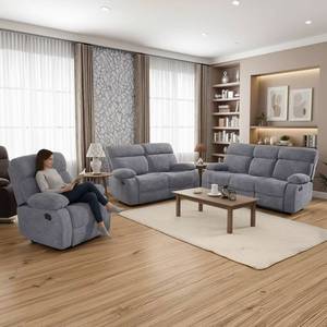Juego de sofás reclinables para el hogar a precio mayorista, sofá de tela elástica con capitoné y esponja, ideal para apartamentos. - Product Image 1
