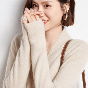 2023 GCS colore puro semplice donna autunno inverno Cashmere maglione di <span class=keywords><strong>lana</strong></span> <span class=keywords><strong>Cardigan</strong></span> donna - Product Image 3