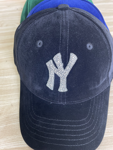 Mũ bóng chày mùa thu đông Golden Velvet thiết kế riêng, đính đá lấp lánh, kiểu dáng New York, dành cho đội bóng chày Mỹ, có chữ NY LA W P, thiết kế thời trang. - Product Image 2
