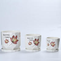Pot de fleurs en céramique moderne personnalisé, petit Pot de fleurs en forme de décor plantes, pas cher, Style nordique avec assiette, vente en gros,