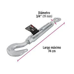 2 unità di 3/4 'FIERO forgiato tenditore a gancio-anello a goccia in acciaio forgiato tipo di corpo aperto per uso industriale - Product Image 3