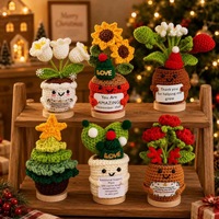 Bouquet de fleurs au crochet fait main - Décoration moderne pour la maison, fleurs artificielles pour mariage, Saint-Valentin, Noël