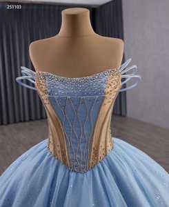 Blue and Pink <strong>Ombre</strong> Off-Shoulder Quinceanera <strong>Dress</strong> with Rhinestone Embellished Corset Ruffled Tulle Skirt and Train Prom <strong>Dress</strong> - Product Image 4