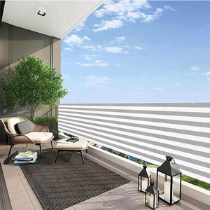 Voile d'ombrage rayé en HDPE <span class=keywords><strong>avec</strong></span> œillets pour terrasse extérieure, balcon, clôture, protection UV, <span class=keywords><strong>brise</strong></span>-<span class=keywords><strong>vent</strong></span> de jardin - Product Image 3