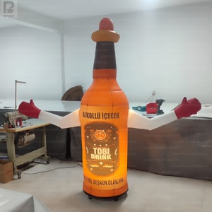 Bouteille de bière géante gonflable dansante avec lumière LED, logo personnalisé, figurine gonflable pour la publicité des festivals de bière - Product Image 2