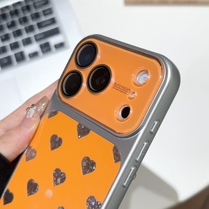 Classy girlish glitter loving heart fashion phone case for iPhone 17 pro max 14 camera flim protect back <b>cover</b> factory wholesale - Product Image 3