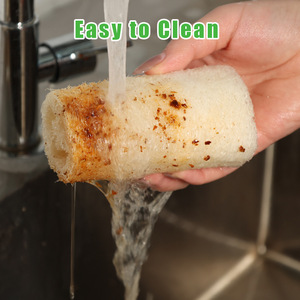 Éponge naturelle douce pour laver la vaisselle et brosser les casseroles et les poêles pour éliminer la graisse, lingettes en luffa - Product Image 3