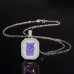 Factory Wholesale 10*14mm Square Ice Out Colorful Cubic Zirconia Fashion <b>Pendants</b> Charms Woman Copper Accessories Jewelry - Product Image 3