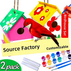 ชุดของเล่นวาดภาพบ้านนกสำหรับเด็กอายุ4-8 4แพ็คชุดของเล่นสำหรับสร้างและระบายสีบ้านนก - Product Image 3