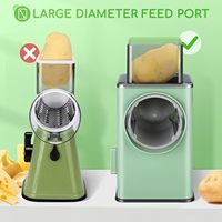 Parutan sayur putar, parutan sayur genggam Manual Stainless Steel dengan 3 pisau Drum baja tahan karat