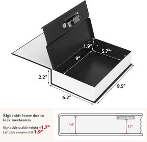 Caja Fuerte con Combinación de Seguridad AJF, Caja Metálica con Cerradura, 9.5" X 6.2" X 2.2", Negra, Grande - Product Image 5