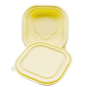 Tazón Cuadrado de Almidón de Maíz Ecológico y Económico con Tapa, Desechable y Biodegradable - Product Image 1