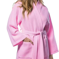 Peignoir gaufré en coton 100% premium à col châle, thermique, respirant, luxueux, décontracté, doux pour la peau, confortable pour usage hôtelier