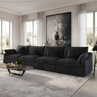 VOXHOME USA auf Lager Dropshipping Chenille-Leinen-Mix-Stoff Wohnzimmer Nordisches Wolken-Schwarzes Modulares Ecksofa-Set