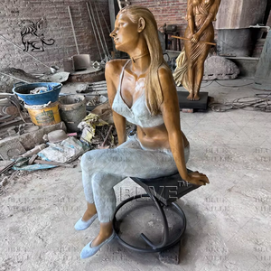 Escultura de Mujer Desnuda de Metal de Tamaño Real, Arte Moderno para Decoración de Jardín, Estatua de Bronce de Mujer Sentada en Venta, BLVE - Product Image 4