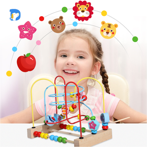 Hot Sale <span class=keywords><strong>Mini</strong></span> Wire Roller Puzzle <span class=keywords><strong>Smart</strong></span> <span class=keywords><strong>IQ</strong></span> Zähl rahmen Pädagogische Baby Labyrinth Labyrinth Spiel Kreis Perle Holz spielzeug - Product Image 4